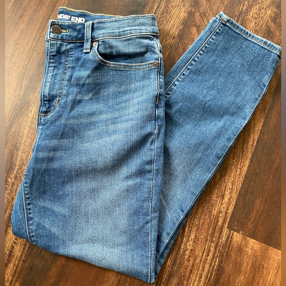 Lands' End High Rise Slim Straight-Leg Ankle Jeans